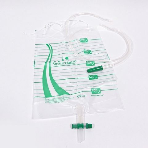 Lốc 10 Túi Đựng Nước Tiểu Greetmed Van T Có Dây Cột, Dung Tích 2000ml, Tiện Dụng Cho Bệnh Nhân Sử Dụng Dài Hạn