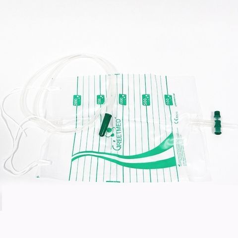 Lốc 10 Túi Đựng Nước Tiểu Greetmed Van T Có Dây Cột, Dung Tích 2000ml, Tiện Dụng Cho Bệnh Nhân Sử Dụng Dài Hạn
