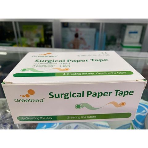 Combo 3 Cuộn Băng Keo Giấy Y Tế Greetmed 2,5 cm x 10 Yard - An Toàn Cho Da Nhạy Cảm, Không Để Lại Vết Dính
