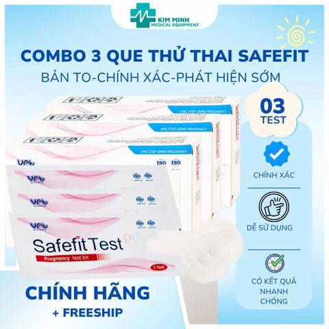 Combo 3 Que Thử Thai Safefit - Phát Hiện Thai Sớm Chính Xác Cao, Dễ Sử Dụng Tại Nhà, Thiết Kế Tiện Lợi