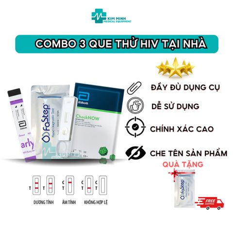 Combo 3 Que Thử HIV Tại Nhà - Fastep, Early, CheckNOW - Bộ Kit Xét Nghiệm An Toàn và Tiện Lợi