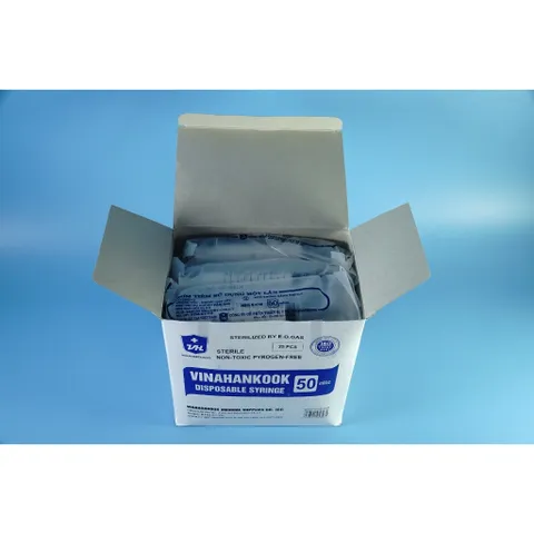 Hộp 25 Bơm Tiêm Y Tế 50cc VINAHANKOOK - Xilanh 50ml Hút Dịch - An Toàn và Tiện Lợi Cho Chăm Sóc Sức Khỏe