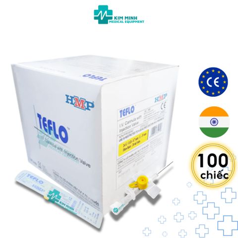 Kim Luồn Tĩnh Mạch 24G Teflo - Dụng Cụ Y Tế Tiệt Trùng, Hạn Chế Vỡ Vein, Lưu Lượng 20ml/phút, Thân Thiện với Môi Trường