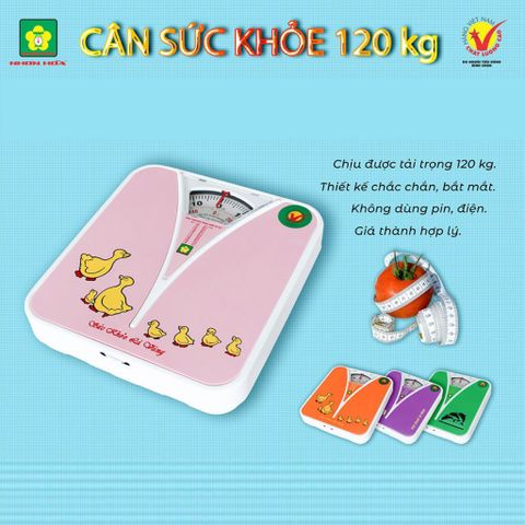 Cân Sức Khỏe Nhơn Hòa 120kg - Cân Gia Đình Đa Màu, Không Cần Pin, Thiết Kế Hiện Đại, Bảo Hành 12 Tháng