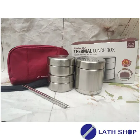 Bộ Hộp Cơm Giữ Nhiệt Lock&Lock LHC8015 Chất Liệu Inox Cao Cấp, Độ Bền Cao Kèm Đũa - Hàng Chính Hãng