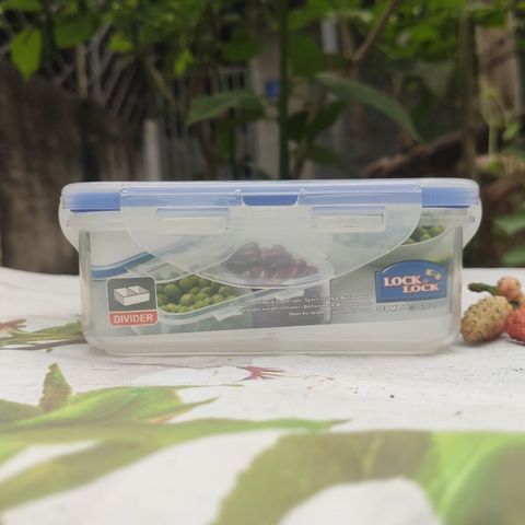 Hộp Bảo Quản Chữ Nhật Có Ngăn LocknLock Classic HPL806C 350ml - Nhựa PP An Toàn Thực Phẩm, Thiết Kế Chống Thấm Nước, Dùng Trong Tủ Lạnh
