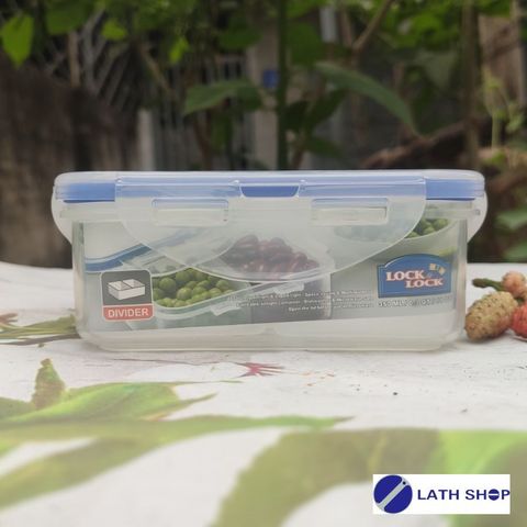 Hộp Bảo Quản Chữ Nhật Có Ngăn LocknLock Classic HPL806C 350ml - Nhựa PP An Toàn Thực Phẩm, Thiết Kế Chống Thấm Nước, Dùng Trong Tủ Lạnh