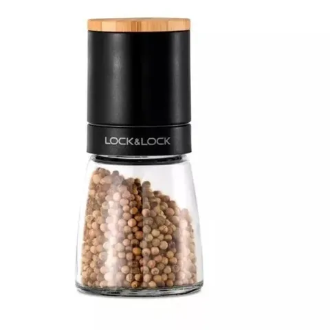 Lọ Xay Tiêu Cầm Tay Lock&Lock 140ml - Thủy Tinh Đẹp, Lưỡi Dao Sứ Bền Bỉ, Đồ Gia Dụng Tiện Lợi Cho Nhà Bếp