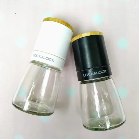 Lọ Xay Tiêu Cầm Tay Lock&Lock 140ml - Thủy Tinh Đẹp, Lưỡi Dao Sứ Bền Bỉ, Đồ Gia Dụng Tiện Lợi Cho Nhà Bếp