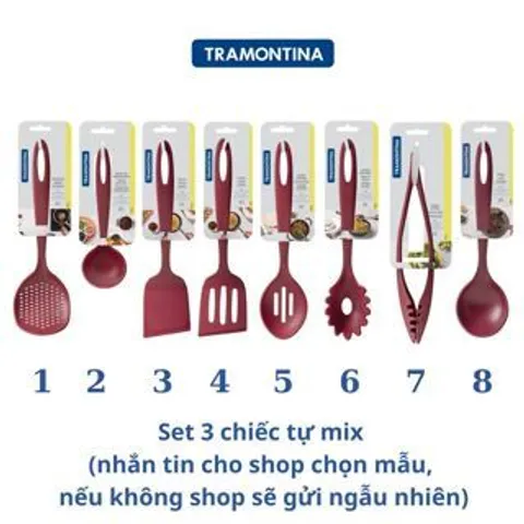 Bộ 3 Dụng Cụ Nấu Ăn Tramontina - Muôi, Vá và Xẻng Bằng Nhựa PA An Toàn Chịu Nhiệt 180 Độ, Dụng Cụ Tiện Ích Cho Nhà Bếp