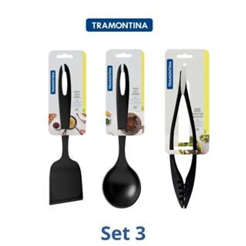 Bộ 3 Dụng Cụ Nấu Ăn Tramontina - Muôi, Vá và Xẻng Bằng Nhựa PA An Toàn Chịu Nhiệt 180 Độ, Dụng Cụ Tiện Ích Cho Nhà Bếp