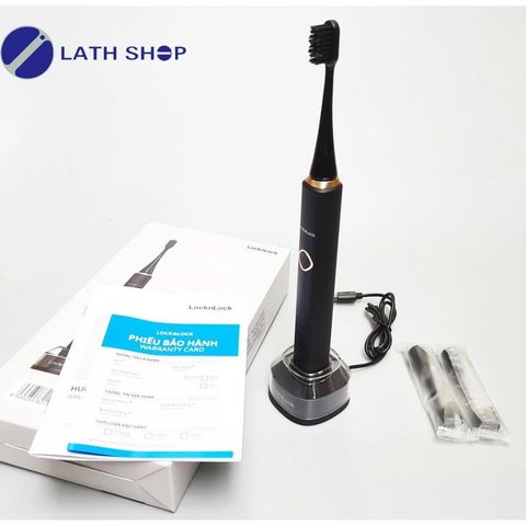 Bàn Chải Đánh Răng Điện LocknLock ENR636BLK - 6 Chế Độ, 3 Đầu Chải Chăm Sóc Răng Miệng Hiện Đại, Màu Đen Chính Hãng