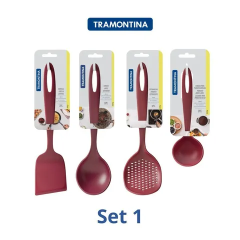 Set 4 Dụng Cụ Nấu Ăn Tramontina Bằng Nhựa PA An Toàn Chịu Nhiệt Nhập Khẩu Brazil - Muôi, Vá, Xẻng Đầy Đủ Cho Bếp Nhà Bạn