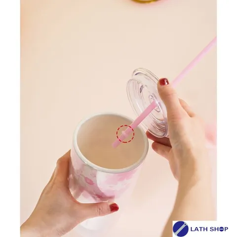Ly Nhựa 2 Lớp Cherry Blossom Kèm Ống Hút LocknLock 750ML - HAP509 - Hồng