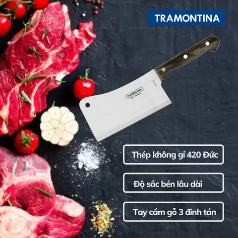 Dao Chặt Xương Tramontina - Lưỡi Thép Không Gỉ Chắc Chắn, Bền Đẹp, Sản Xuất Tại Brazil, Dụng Cụ Nhà Bếp Chất Lượng Cao