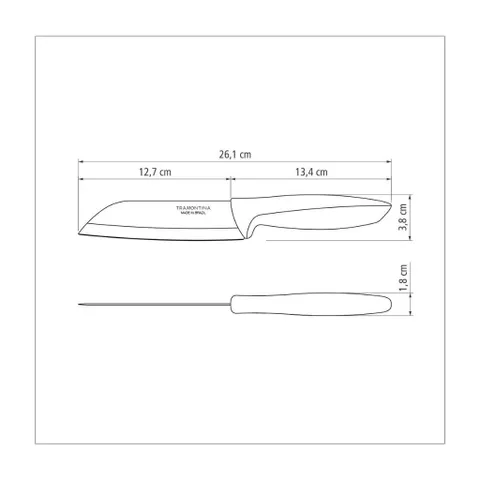 Dao Nhà Bếp Tramontina Plenus 13cm - Lưỡi Thép Không Gỉ Siêu Sắc Bén, Cán Nhựa Bền Chắc, Nhập Khẩu Brazil