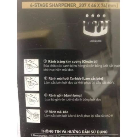 Dụng Cụ Mài Dao Kéo 4 Rãnh LocknLock CKK113 - Thép Không Gỉ, Nhựa ABS, Gốm - Giúp Mài Dao Nhanh Chóng và An Toàn trong Bếp