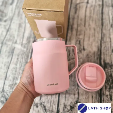 Ca Giữ Nhiệt Lock&Lock Metro Mug Có Tay Cầm 475ml (16 oz) - Thiết Kế Thép Không Gỉ, Màu Hồng, Hàng Chính Hãng