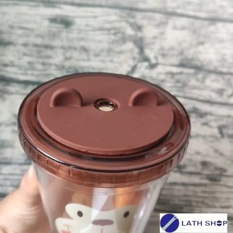 Ly Nhựa 2 Lớp Hình Con Vật Ngộ Nghĩnh Kèm Ống Hút Và 2 Nắp LocknLock HAP511-520ml - Nhiều Màu