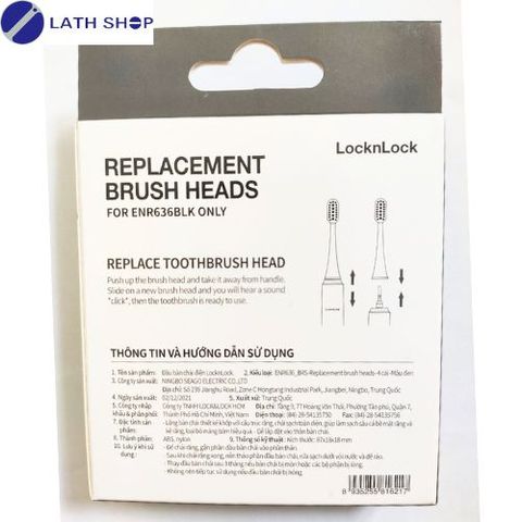 Đầu Bàn Chải Điện LocknLock ENR636 - Bộ 4 Cái Màu Đen Thay Thế Chất Liệu ABS Nylon Chăm Sóc Răng Miệng Chính Hãng