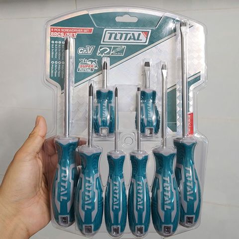 Bộ Tuốc Nơ Vít Dẹp & Bake 8 Chi Tiết Total THT250608 - Dụng Cụ Cầm Tay Chất Lượng Cao, Bền Bỉ Cho Sửa Chữa và Lắp Ráp