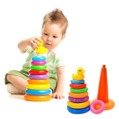 Đồ Chơi Xếp Hình Tháp Vòng Nhựa Cao 30cm - Đồ Chơi Giáo Dục Phát Triển Kỹ Năng Trẻ Em Từ 1 Tuổi