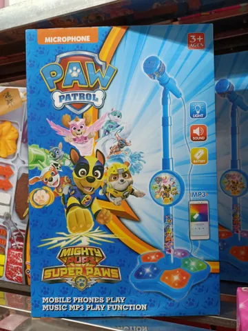 Paw Patrol Đồ chơi Microphone cho bé tập hát chạy bằng pin 5356A có đèn và nhạc, chủ đề đội chó cứu hộ Mighty Pups Super Paws MP3