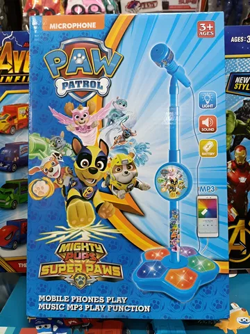Paw Patrol Đồ chơi Microphone cho bé tập hát chạy bằng pin 5356A có đèn và nhạc, chủ đề đội chó cứu hộ Mighty Pups Super Paws MP3