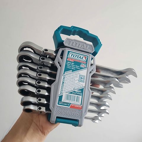 Bộ Cờ Lê Vòng Miệng Tự Động 8 Chi Tiết 8-19mm - Dụng Cụ Cầm Tay Total THT102RK586, Chất Liệu CR-V Công Nghiệp