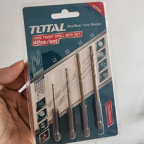 Bộ Mũi Khoan Kim Loại Đuôi Lục Giác 4 Chi Tiết Total TACSD4041 - Thiết Bị Cầm Tay Chuyên Dụng, Chất Lượng Cao, Khoan Chính Xác