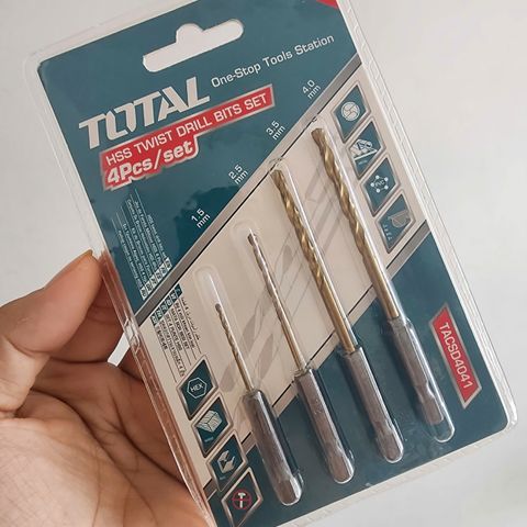Bộ Mũi Khoan Kim Loại Đuôi Lục Giác 4 Chi Tiết Total TACSD4041 - Thiết Bị Cầm Tay Chuyên Dụng, Chất Lượng Cao, Khoan Chính Xác