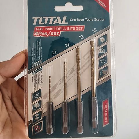 Bộ Mũi Khoan Kim Loại Đuôi Lục Giác 4 Chi Tiết Total TACSD4041 - Thiết Bị Cầm Tay Chuyên Dụng, Chất Lượng Cao, Khoan Chính Xác