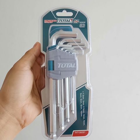 Bộ Lục Giác Đầu Bi 9 Chi Tiết Total THT106291 - Kích Thước 1.5-10mm, Chất Liệu CR-V Bền Bỉ, Sửa Chữa Lắp Ráp Thoải Mái