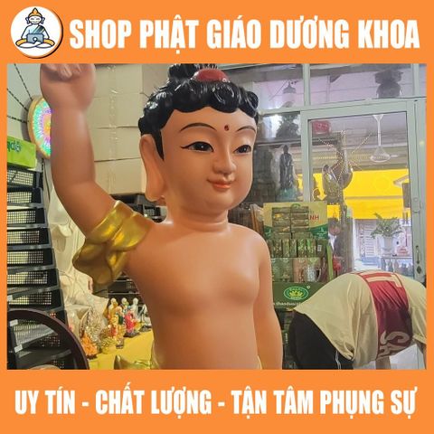 HOẢ TỐC, TƯỢNG PHẬT ĐẢN SANH CAO 40cm CÓ SẴN GIAO NGAY - VẺ MÀU ĐS09