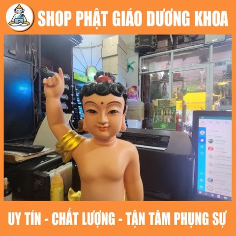 HOẢ TỐC, TƯỢNG PHẬT ĐẢN SANH CAO 40cm CÓ SẴN GIAO NGAY - VẺ MÀU ĐS09