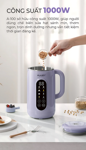 Máy Xay Nấu Sữa Hạt MAGIC A-100 - Đa Năng 1000W, Thiết Kế Hiện Đại, Giữ Trọn Dinh Dưỡng, Dung Tích 1 Lít, Phù Hợp Với Mọi Loại Hạt