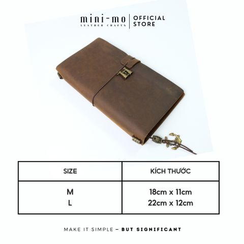 Bìa Sổ Tay Mini-Mo Da Bò Sáp Crazy Horse Cao Cấp - Phong Cách Bụi Bặm, Kích Thước 15x11cm - Quà Tặng Ý Nghĩa Cho Sáng Tạo