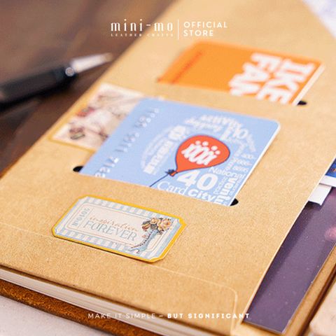 Kraft Folder MINI-MO cho Sổ Tay Midori KF-01 - Giấy KRAFT 300GSM, Phụ Kiện Đính Kèm và Decor Thông Minh
