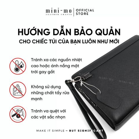 Clutch Cầm Tay Da Bò Saffiano MINI-MO Cao Cấp - Lịch Lãm Nam Tính, Khóa Số An Toàn, Quà Tặng Thời Trang Sang Trọng