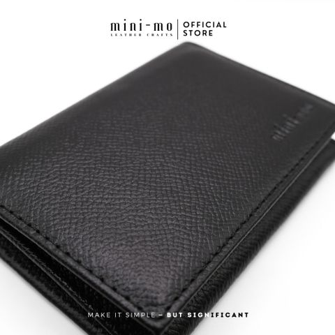 Ví Da Mini Unisex Handmade EPSOM - Túi Đựng Thẻ Đen NERO & Xanh Than OCEAN CHARCOAL, Thiết Kế Nhỏ Gọn, Đủ Ngăn Thẻ