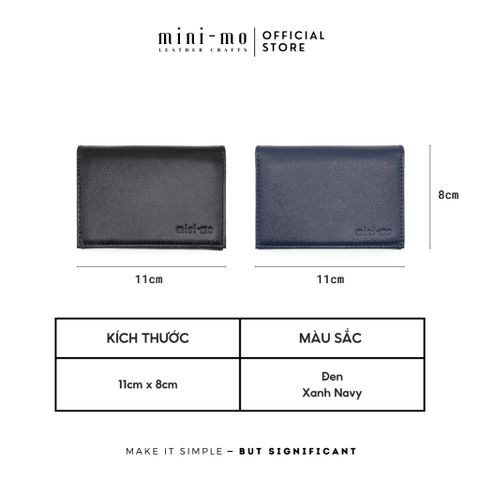 Ví Da Mini Unisex Handmade EPSOM - Túi Đựng Thẻ Đen NERO & Xanh Than OCEAN CHARCOAL, Thiết Kế Nhỏ Gọn, Đủ Ngăn Thẻ