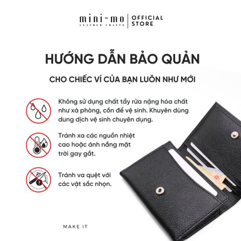 Ví Da Mini Unisex Handmade EPSOM - Túi Đựng Thẻ Đen NERO & Xanh Than OCEAN CHARCOAL, Thiết Kế Nhỏ Gọn, Đủ Ngăn Thẻ