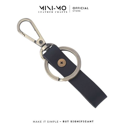 Móc Chìa Khóa Mini-Mo Da Bò Thật MK-01 - Khoen Thép Không Gỉ, Bảo Hành Trọn Đời, Phụ Kiện Thời Trang Cao Cấp