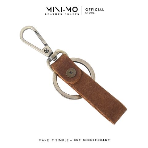 Móc Chìa Khóa Mini-Mo Da Bò Thật MK-01 - Khoen Thép Không Gỉ, Bảo Hành Trọn Đời, Phụ Kiện Thời Trang Cao Cấp