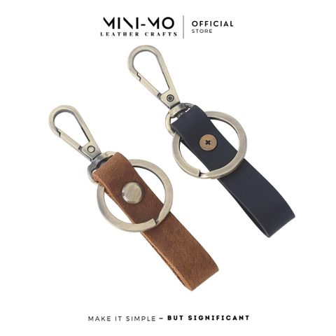 Móc Chìa Khóa Mini-Mo Da Bò Thật MK-01 - Khoen Thép Không Gỉ, Bảo Hành Trọn Đời, Phụ Kiện Thời Trang Cao Cấp