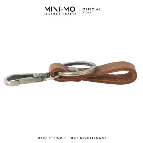 Móc Chìa Khóa Mini-Mo Da Bò Thật MK-01 - Khoen Thép Không Gỉ, Bảo Hành Trọn Đời, Phụ Kiện Thời Trang Cao Cấp