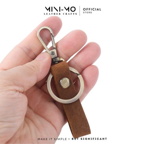 Móc Chìa Khóa Mini-Mo Da Bò Thật MK-01 - Khoen Thép Không Gỉ, Bảo Hành Trọn Đời, Phụ Kiện Thời Trang Cao Cấp