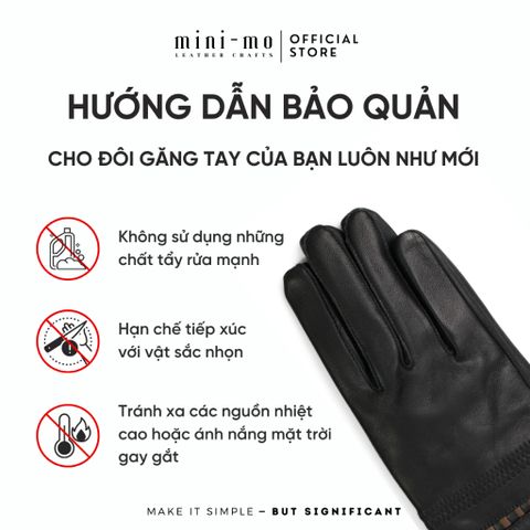 Găng Tay Da Cừu MINI MO - Lót Lông Ấm Áp, Phong Cách Nam Tính, Kiểu Dáng Kẻ Sang Trọng Cho Mùa Đông