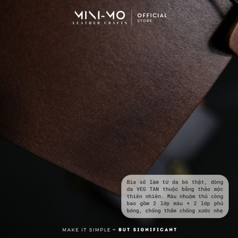 Sổ Tay Ghi Chép MINI-MO Da Bò Veg Tan Nhuộm Thủ Công, Kích Thước 18x12cm - Quà Tặng Ý Nghĩa Cho Người Sáng Tạo