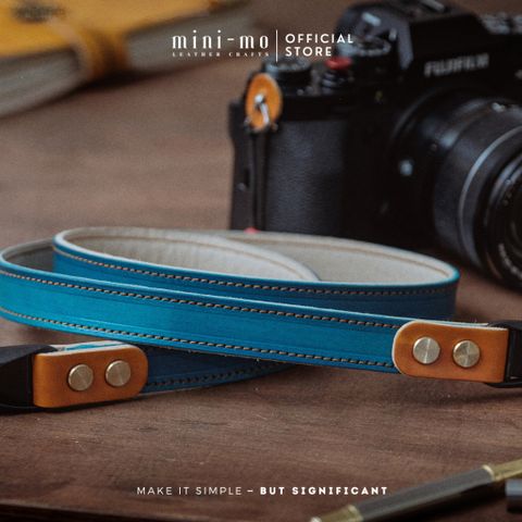 Dây Đeo Máy Ảnh DSLR/Mirrorless MINI-MO Da Bò Veg Tan Thủ Công, Thiết Kế Tối Giản, An Toàn và Tiện Dụng - Quà Tặng Độc Đáo Cho Photographer